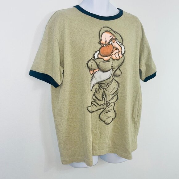 Grumpy Seven Dwarfs Disney Studio Collection Mens XL Ringer TShirt Green - Picture 6 of 12
